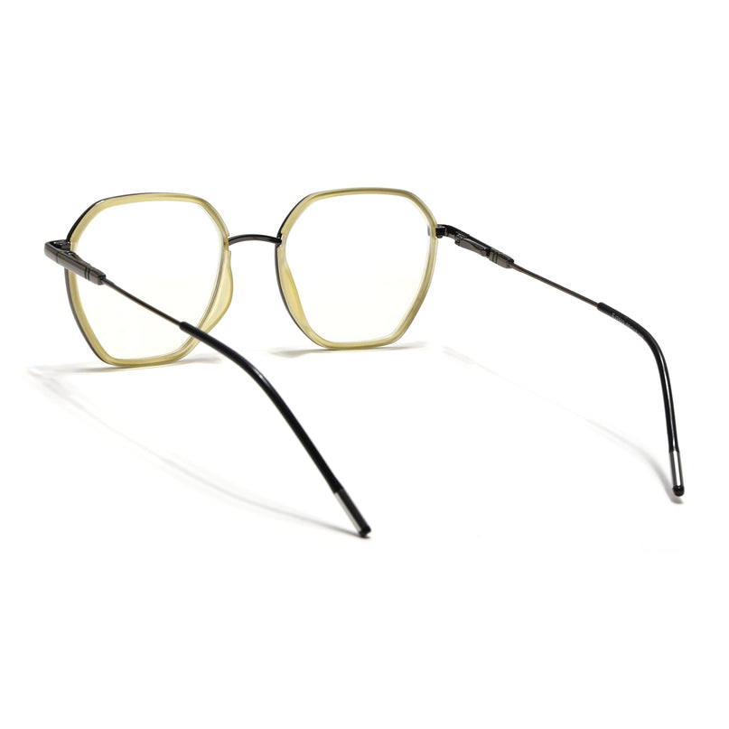 Eyejack Light Green & Grey Hexagonal Eyeglasses for Men & Women (2503FCL1563-C7)