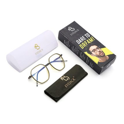 Eyejack Light Green & Grey Hexagonal Eyeglasses for Men & Women (2503FCL1563-C7)