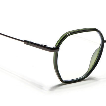 Eyejack Olive & Grey Hexagonal Eyeglasses for Men & Women (2503FCL1564-C8)