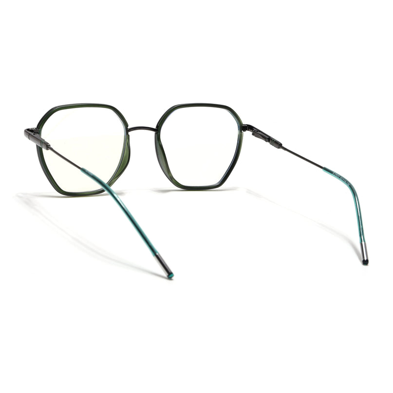 Eyejack Olive & Grey Hexagonal Eyeglasses for Men & Women (2503FCL1564-C8)