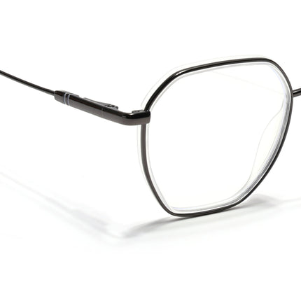 Eyejack Transparent & Grey Hexagonal Eyeglasses for Men & Women (2503FCL1565-C9)