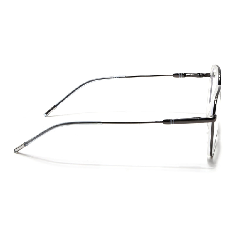 Eyejack Transparent & Grey Hexagonal Eyeglasses for Men & Women (2503FCL1565-C9)
