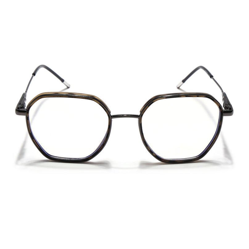 Eyejack Demi Brown & Grey Hexagonal Eyeglasses for Men & Women (2503FCL1566-C10)