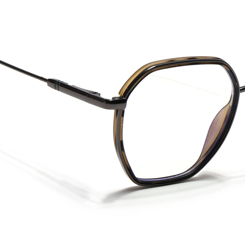 Eyejack Demi Brown & Grey Hexagonal Eyeglasses for Men & Women (2503FCL1566-C10)