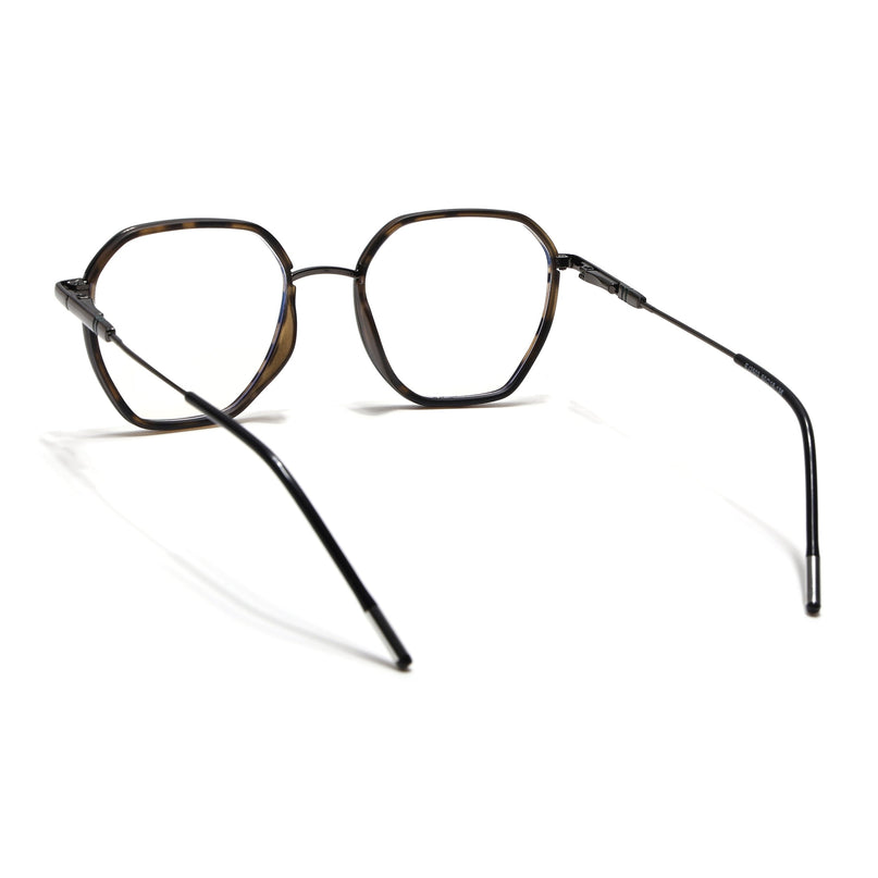 Eyejack Demi Brown & Grey Hexagonal Eyeglasses for Men & Women (2503FCL1566-C10)