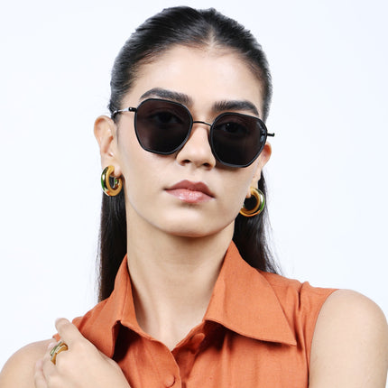 Eyejack Black & Grey Hexagonal Polarized Sunglasses for Men & Women (2503PCL1479)