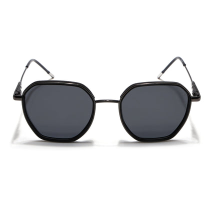 Eyejack Black & Grey Hexagonal Polarized Sunglasses for Men & Women (2503PCL1479)
