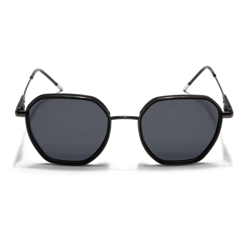 Eyejack Black & Grey Hexagonal Polarized Sunglasses for Men & Women (2503PCL1479)