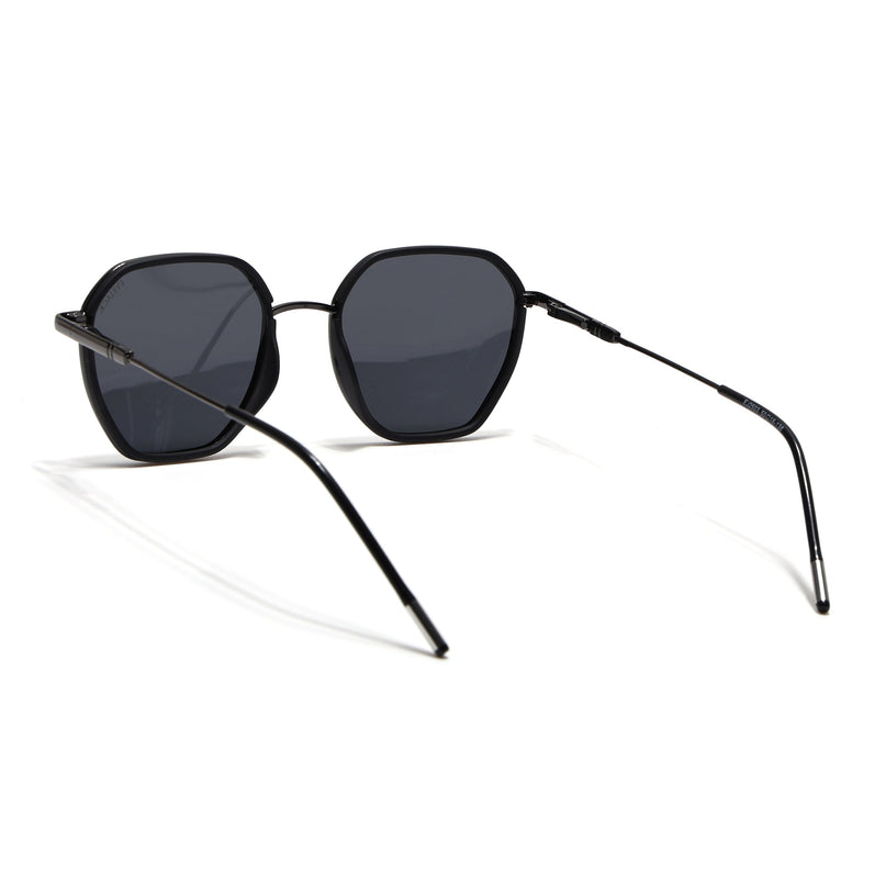 Eyejack Black & Grey Hexagonal Polarized Sunglasses for Men & Women (2503PCL1479)