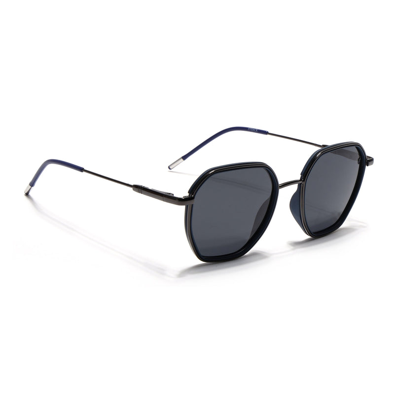 Eyejack Blue & Grey Hexagonal Polarized Sunglasses for Men & Women (2503PCL1480)