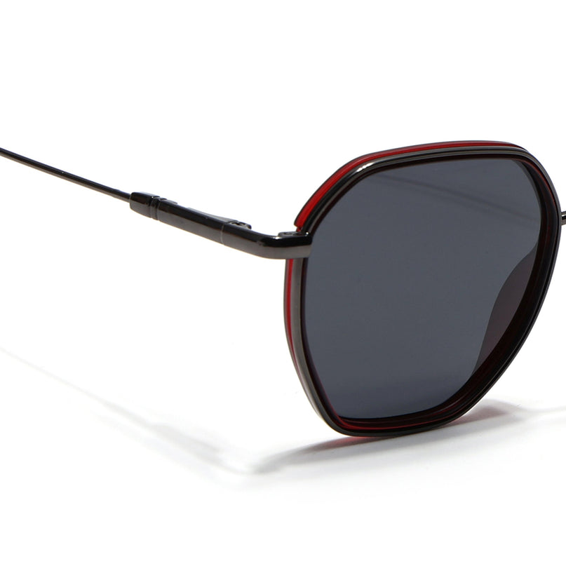 Eyejack Red & Grey Hexagonal Polarized Sunglasses for Men & Women (2503PCL1481)