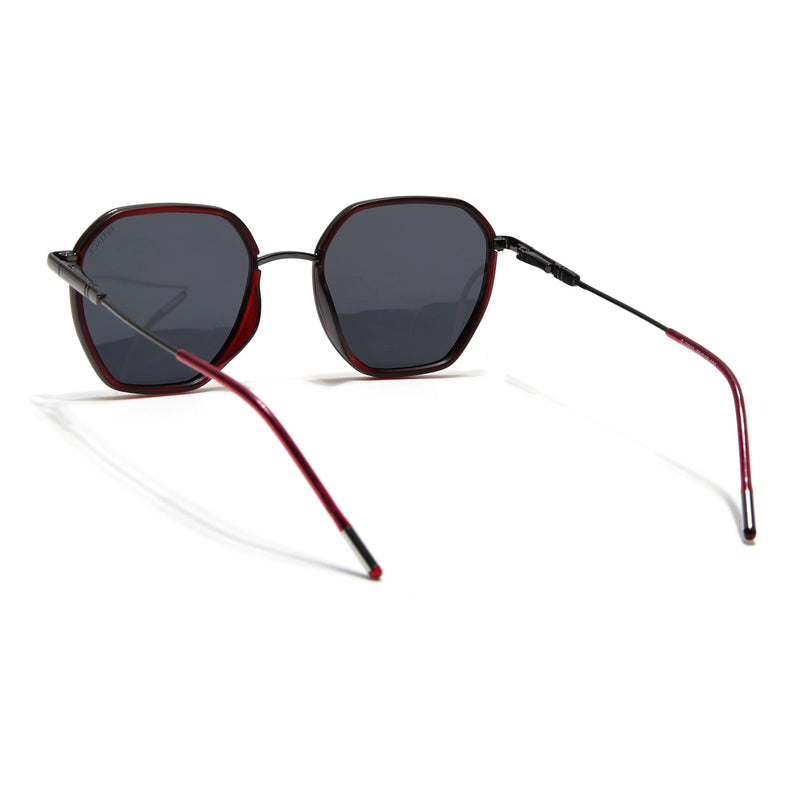 Eyejack Red & Grey Hexagonal Polarized Sunglasses for Men & Women (2503PCL1481)