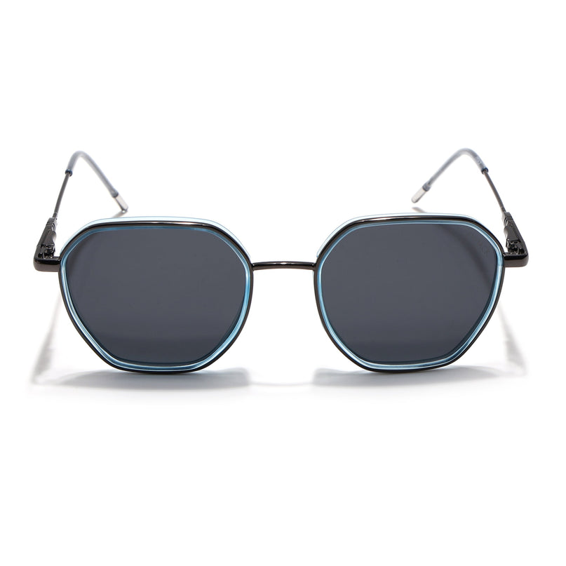 Eyejack Sky Blue & Grey Hexagonal Polarized Sunglasses for Men & Women (2503PCL1482)