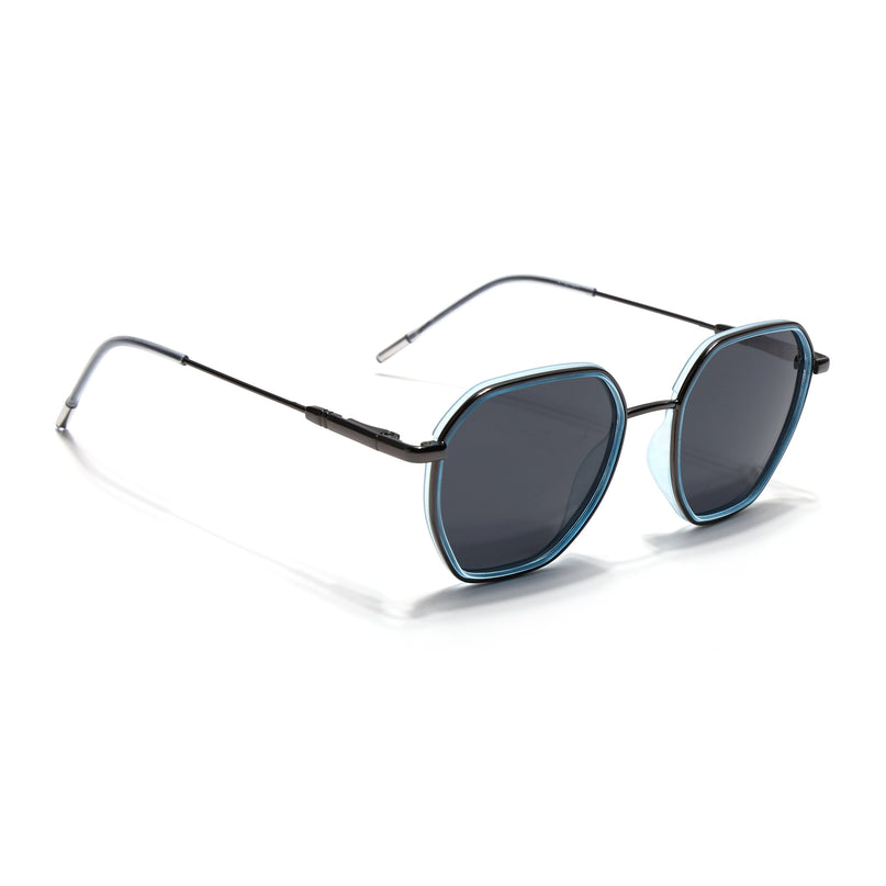 Eyejack Sky Blue & Grey Hexagonal Polarized Sunglasses for Men & Women (2503PCL1482)