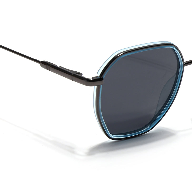Eyejack Sky Blue & Grey Hexagonal Polarized Sunglasses for Men & Women (2503PCL1482)