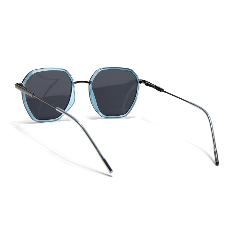 Eyejack Sky Blue & Grey Hexagonal Polarized Sunglasses for Men & Women (2503PCL1482)
