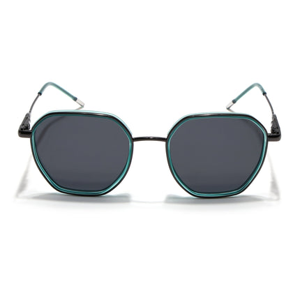 Eyejack Sea Green & Grey Hexagonal Polarized Sunglasses for Men & Women (2503PCL1483)