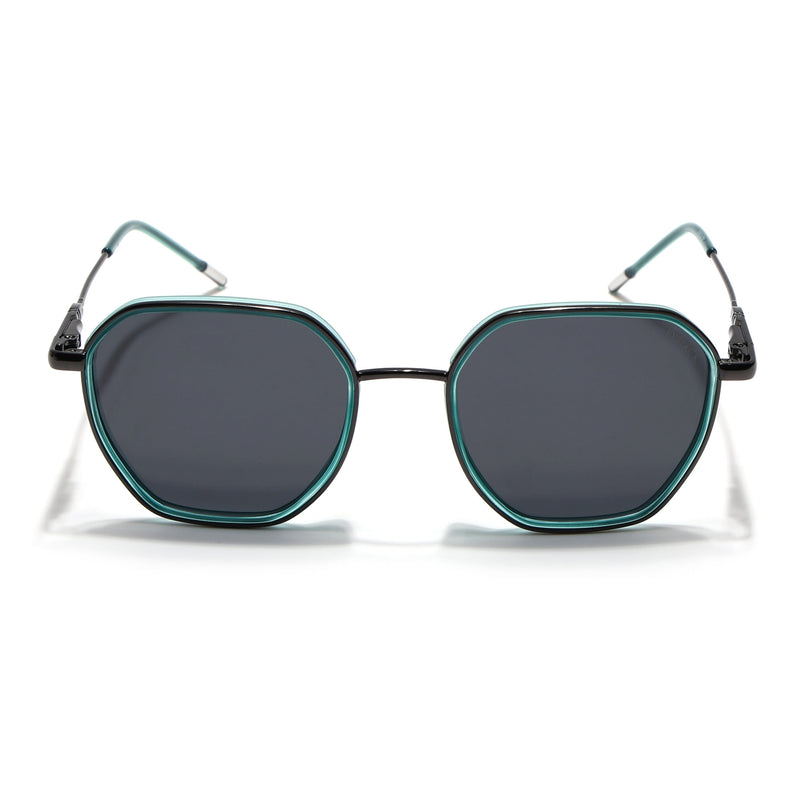Eyejack Sea Green & Grey Hexagonal Polarized Sunglasses for Men & Women (2503PCL1483)