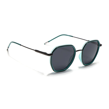 Eyejack Sea Green & Grey Hexagonal Polarized Sunglasses for Men & Women (2503PCL1483)