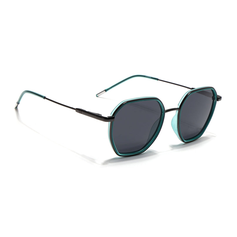 Eyejack Sea Green & Grey Hexagonal Polarized Sunglasses for Men & Women (2503PCL1483)