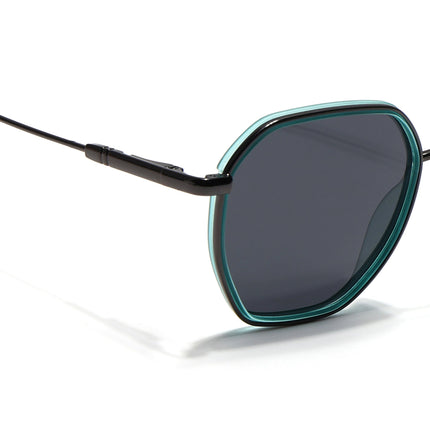 Eyejack Sea Green & Grey Hexagonal Polarized Sunglasses for Men & Women (2503PCL1483)