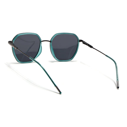 Eyejack Sea Green & Grey Hexagonal Polarized Sunglasses for Men & Women (2503PCL1483)