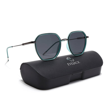 Eyejack Sea Green & Grey Hexagonal Polarized Sunglasses for Men & Women (2503PCL1483)