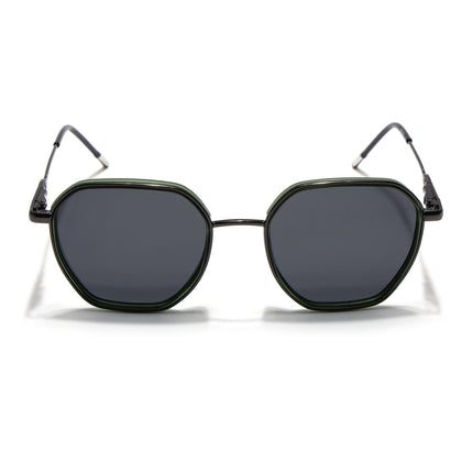 Eyejack Green & Grey Hexagonal Polarized Sunglasses for Men & Women (2503PCL1484)