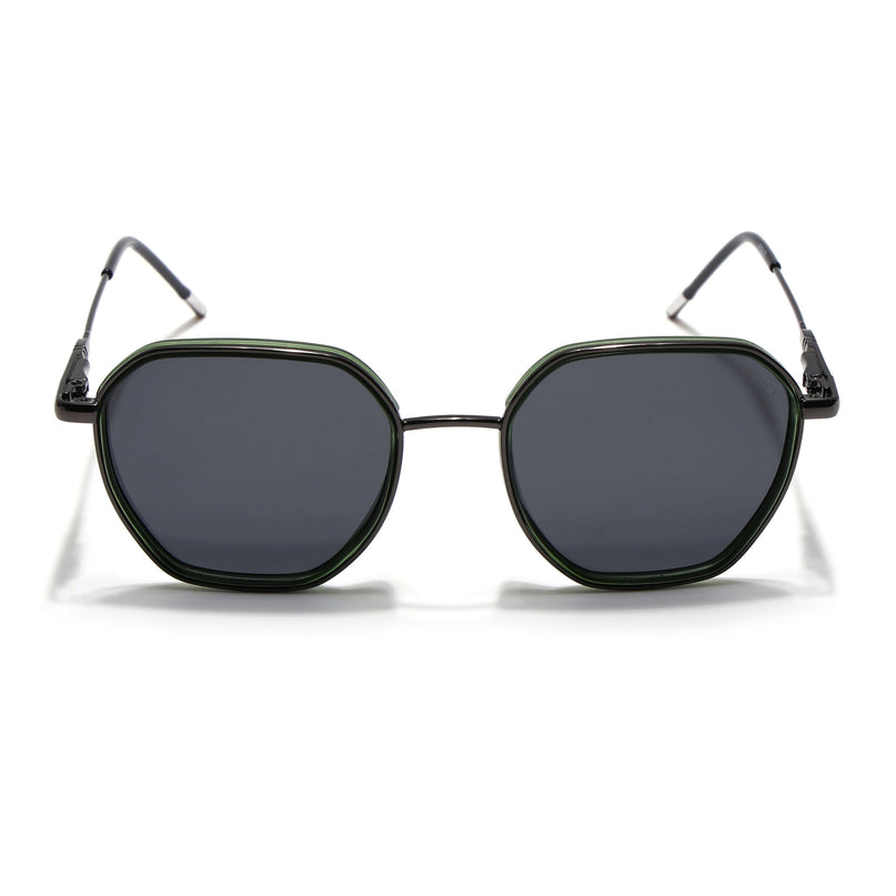 Eyejack Green & Grey Hexagonal Polarized Sunglasses for Men & Women (2503PCL1484)