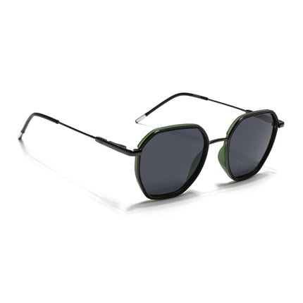 Eyejack Green & Grey Hexagonal Polarized Sunglasses for Men & Women (2503PCL1484)