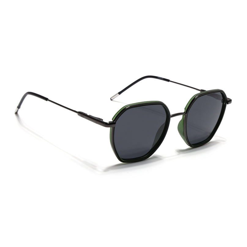Eyejack Green & Grey Hexagonal Polarized Sunglasses for Men & Women (2503PCL1484)