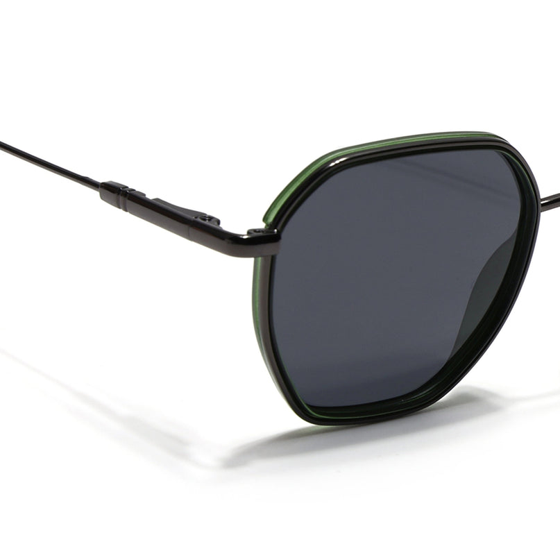 Eyejack Green & Grey Hexagonal Polarized Sunglasses for Men & Women (2503PCL1484)