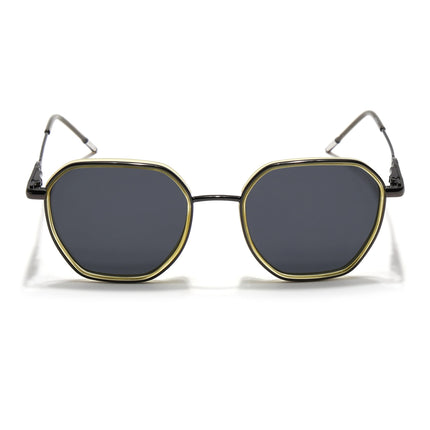 Eyejack Light Green & Grey Hexagonal Polarized Sunglasses for Men & Women (2503PCL1485)