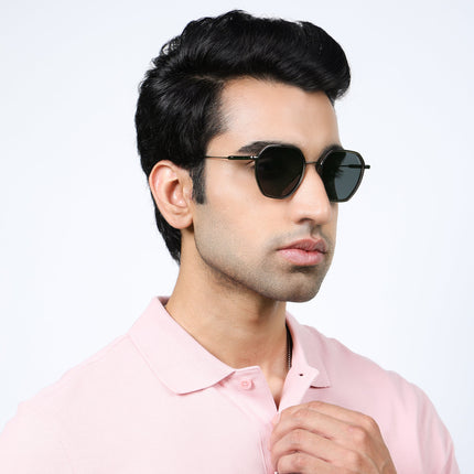 Eyejack Olive & Grey Hexagonal Polarized Sunglasses for Men & Women (2503PCL1486)