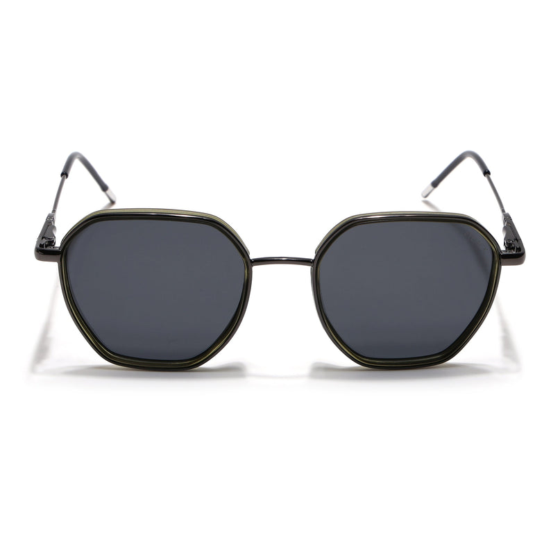 Eyejack Olive & Grey Hexagonal Polarized Sunglasses for Men & Women (2503PCL1486)