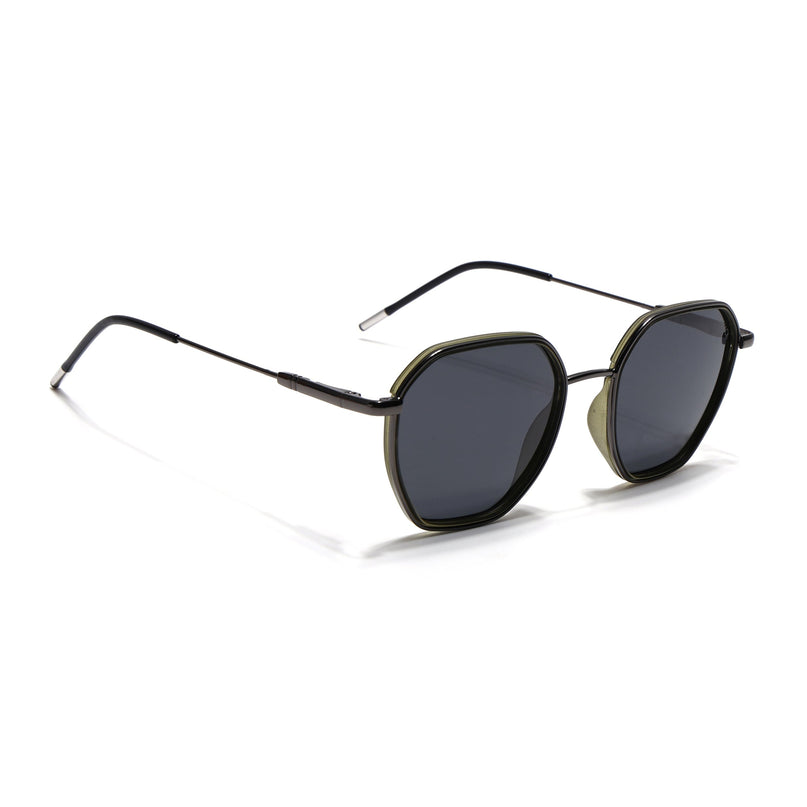 Eyejack Olive & Grey Hexagonal Polarized Sunglasses for Men & Women (2503PCL1486)