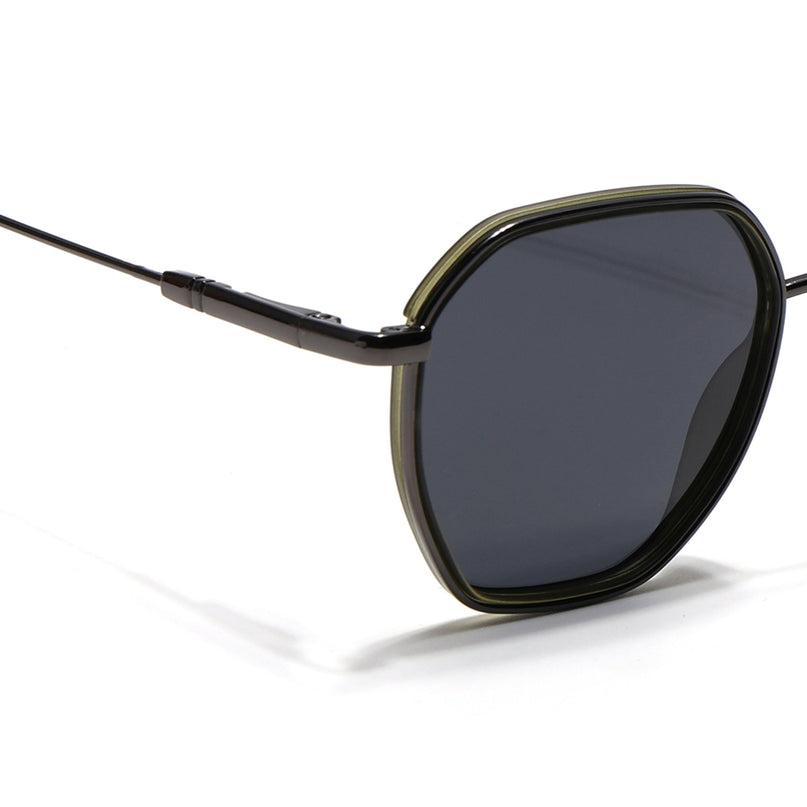 Eyejack Olive & Grey Hexagonal Polarized Sunglasses for Men & Women (2503PCL1486)