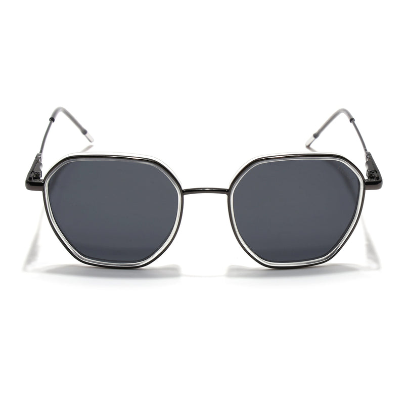 Eyejack Transparent & Grey Hexagonal Polarized Sunglasses for Men & Women (2503PCL1487)