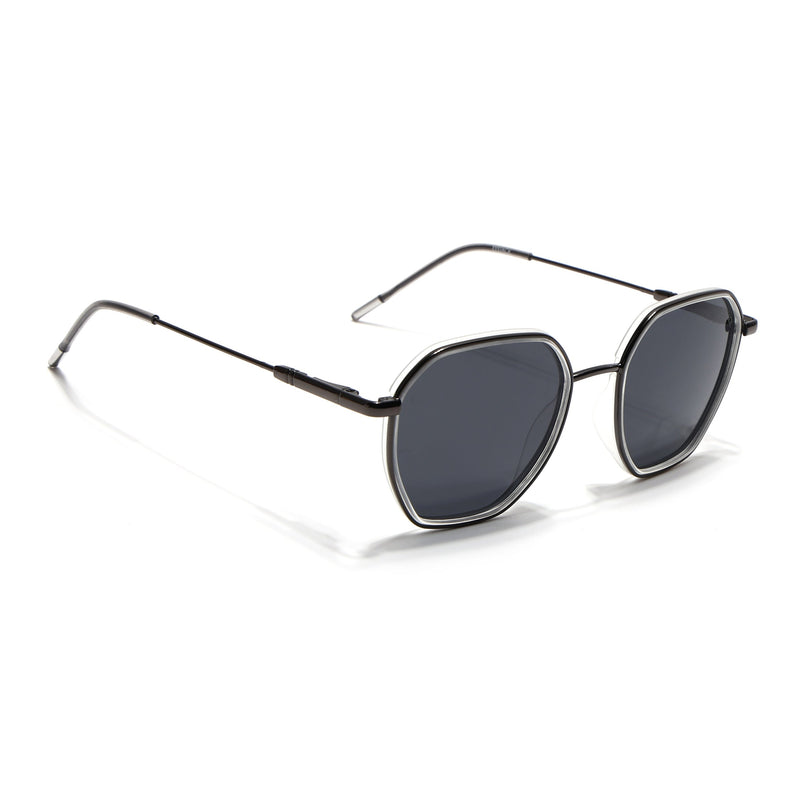 Eyejack Transparent & Grey Hexagonal Polarized Sunglasses for Men & Women (2503PCL1487)