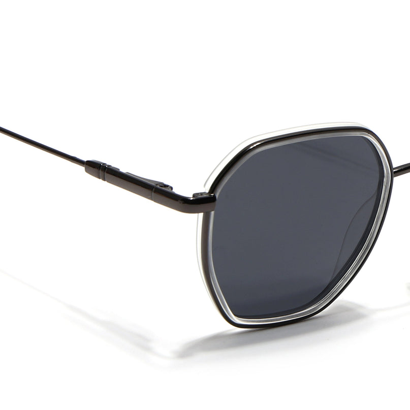 Eyejack Transparent & Grey Hexagonal Polarized Sunglasses for Men & Women (2503PCL1487)