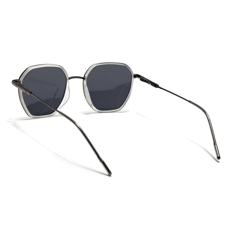 Eyejack Transparent & Grey Hexagonal Polarized Sunglasses for Men & Women (2503PCL1487)