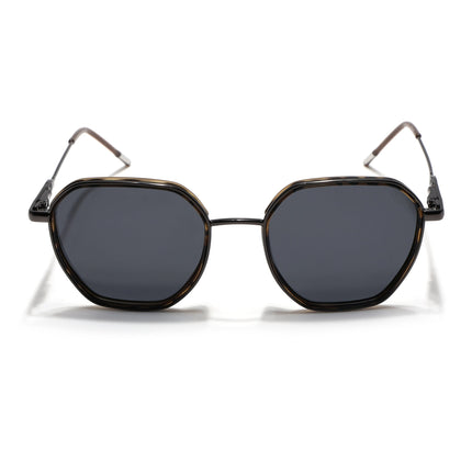 Eyejack Demi Brown & Grey Hexagonal Polarized Sunglasses for Men & Women (2503PCL1488)