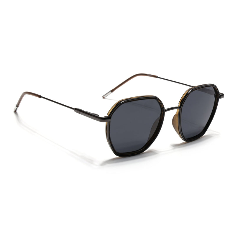 Eyejack Demi Brown & Grey Hexagonal Polarized Sunglasses for Men & Women (2503PCL1488)