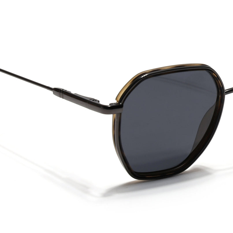 Eyejack Demi Brown & Grey Hexagonal Polarized Sunglasses for Men & Women (2503PCL1488)