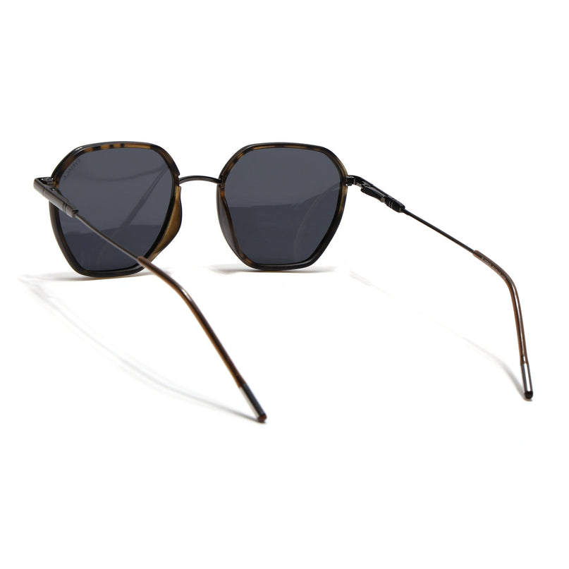 Eyejack Demi Brown & Grey Hexagonal Polarized Sunglasses for Men & Women (2503PCL1488)