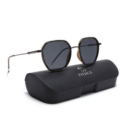 Eyejack Demi Brown & Grey Hexagonal Polarized Sunglasses for Men & Women (2503PCL1488)