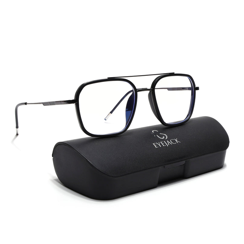 Eyejack Black & Grey Wayfarer Eyeglasses for Men & Women (2504FCL1567-C1)