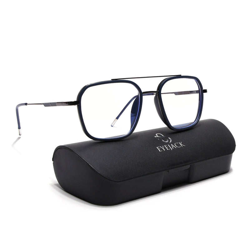 Eyejack Blue & Grey Wayfarer Eyeglasses for Men & Women (2504FCL1568-C2)