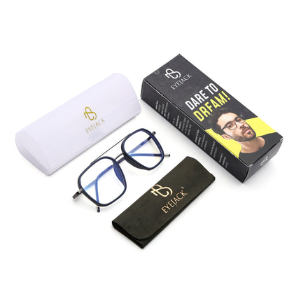 Eyejack Blue & Grey Wayfarer Eyeglasses for Men & Women (2504FCL1568-C2)