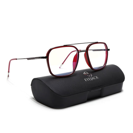 Eyejack Red & Grey Wayfarer Eyeglasses for Men & Women (2504FCL1569-C3)